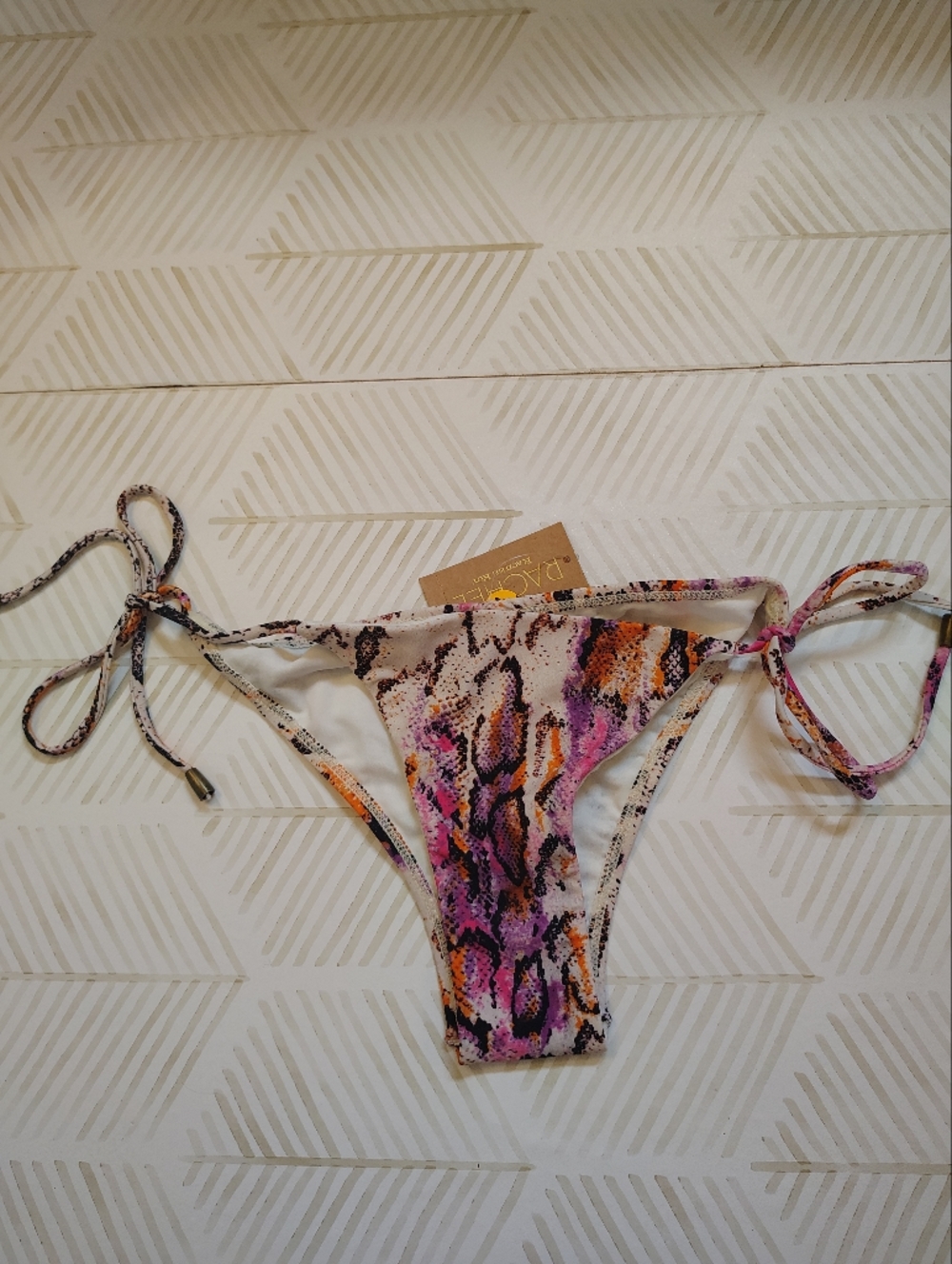 RACHEL Rachel Roy Xs Nwt Multicolor Snakeskin Print Tie-Side Bikini‎ Bottoms